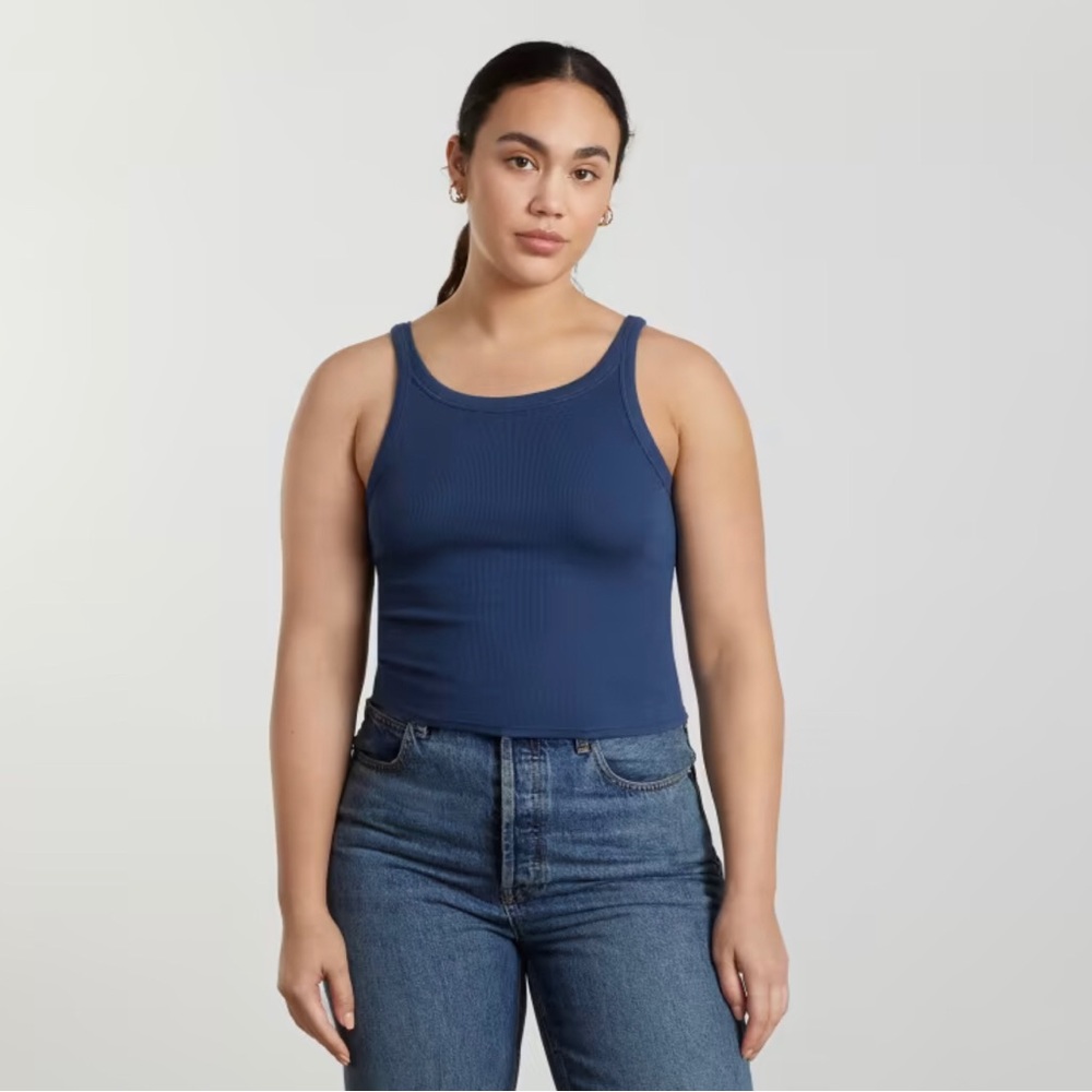 Everlane Pima Micro-Rib Short Tank - Dark Royal